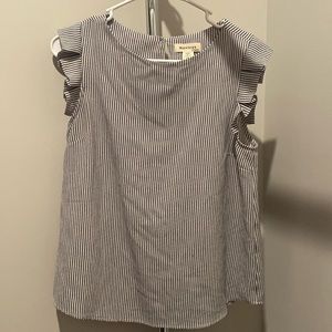 Monteau, black and white blouse